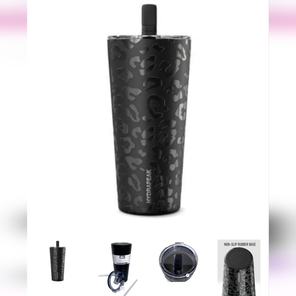 hydrapeak Other - Hydrapeak Insulated Tumbler - matte black with shiny leaopard print